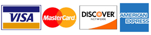 Credit Cards We Accept: Visa, Master Card, Discover & American Express