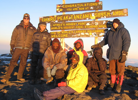 dr. karlin (far left) at the summit of mr. kilimanjaro, december 2007